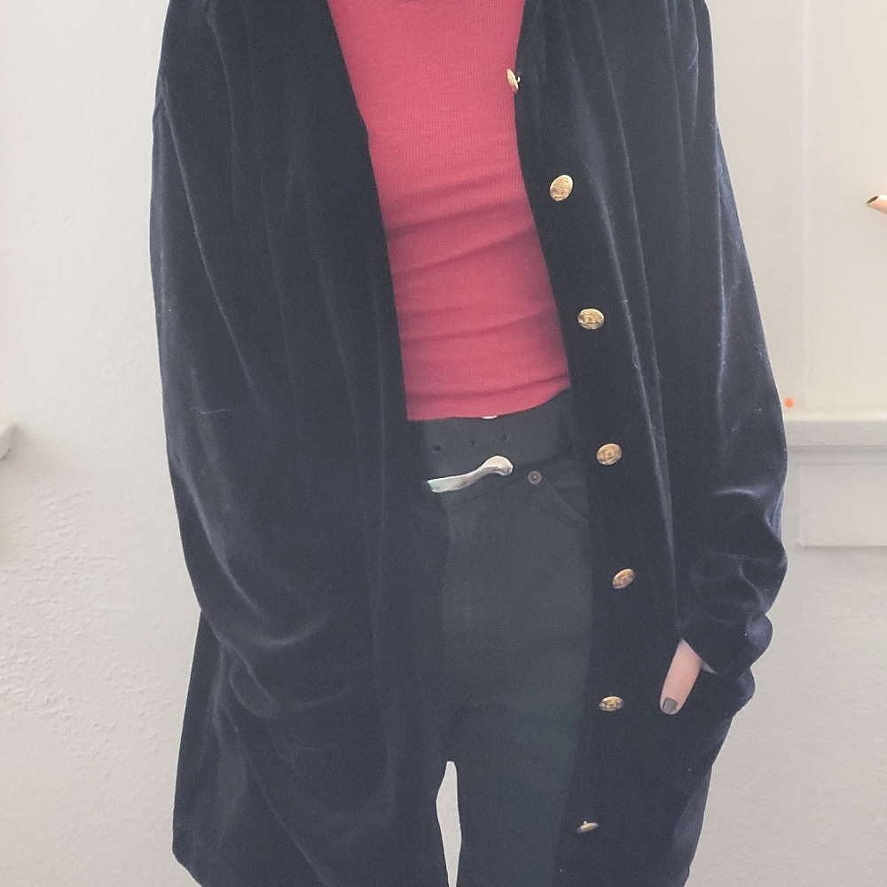 Black button up sweater